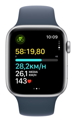 Apple Watch SE GPS Cassa 44mm in Alluminio Argento con Cinturino Sport Blu Tempesta - M/L