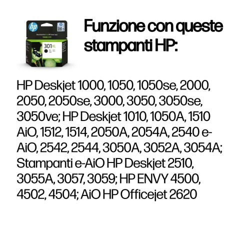 HP Cartuccia originale inchiostro nero ad alta capacità 301XL