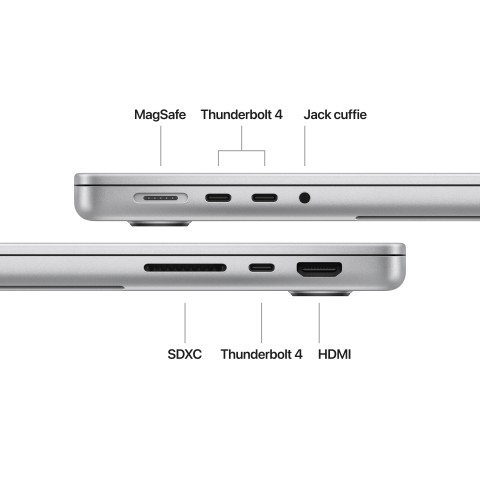 Apple MacBook Pro 14": Chip M4 con cpu 10 core e gpu 10 core, 512GB SSD - Argento