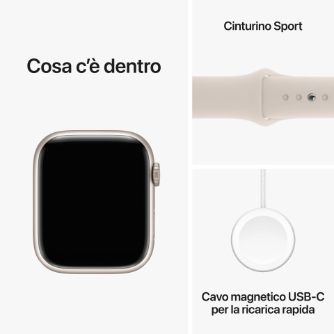 Apple Watch Series 9 GPS Cassa 45mm in Alluminio Galassia con Cinturino Sport Galassia - M/L