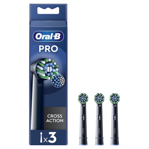 Oral-B Testine Di Ricambio Pro Cross Action Black, 3 Testine