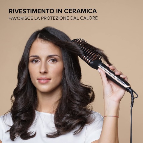 Bellissima Magic Straight Brush PB11 100 Spazzola Elettrica Lisciante, 3 Lati Esterni Riscaldati, Spegnimento automatico, Tecnologia a Ioni, Ceramica, 160 C°- 210°C