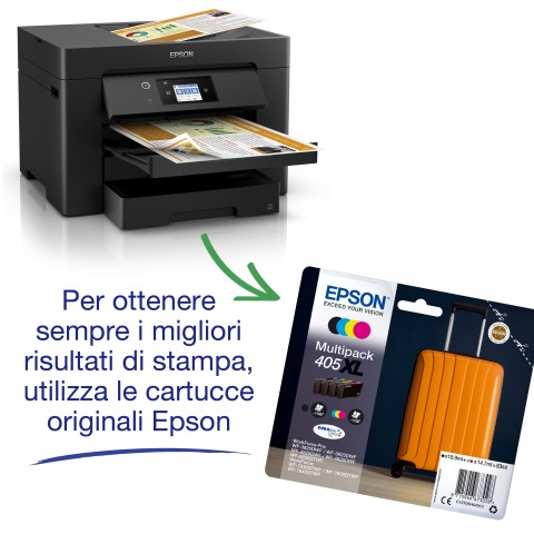 Epson WorkForce WF-7835DTWF, stampante multifunzione A3 getto d'inchiostro (stampa, scansione, copia), Display LCD 6,9 cm, Wi-Fi Direct, 3 mesi inchiostro incluso con ReadyPrint