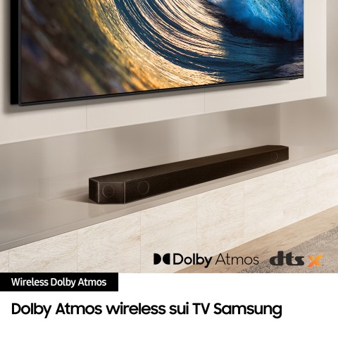 Samsung Soundbar HW-Q700D/ZF Serie Q, 9 Speaker, Wireless Dolby Atmos, Audio a 3.1.2 Canali, Q-Simphony, Compatibile con Alexa e Google Assistant, Titan Black 2024