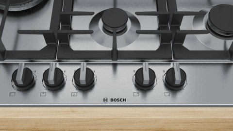 Bosch Serie 6 PCS7A5B90 Piano cottura a gas 75 cm Acciaio inox