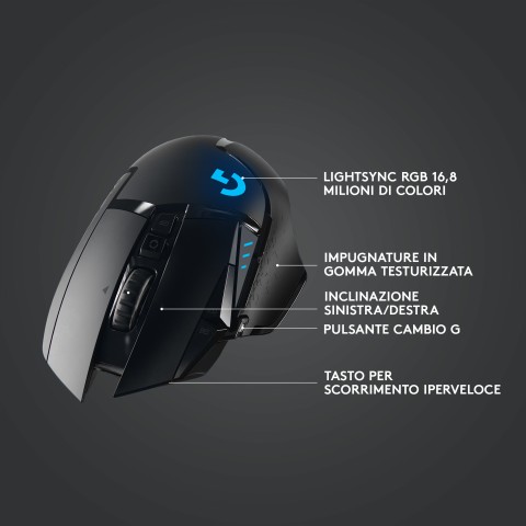 Logitech G Logitech G502 Mouse Gaming Wireless LIGHTSPEED, Sensore HERO 25K, 25600 DPI, RGB, Design Leggero, 11 Pulsanti Programmabili, Batteria Lunga Durata, Memoria Integrata, Compatibile PC/Mac/Laptop