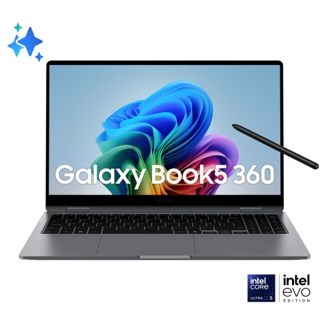 Samsung Galaxy Book5 360 Intel Core Ultra 5 226V Computer portatile 39,6 cm (15.6") Touch screen Full HD 16 GB LPDDR5x-SDRAM 512 GB SSD Wi-Fi 7 (802.11be) Windows 11 Home Grigio