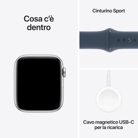 Apple Watch SE GPS Cassa 44mm in Alluminio Argento con Cinturino Sport Blu Tempesta - M/L