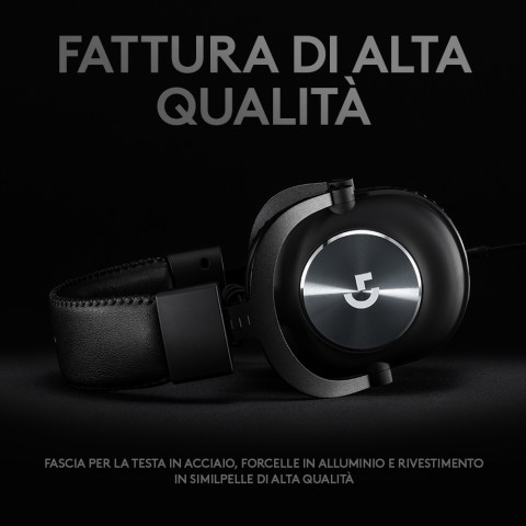 Logitech G PRO x Cuffia Gaming Cablata con Microfono Blue VO!CE, DTS Headphone:X 7.1 e Driver PRO-G da 50 mm, 7.1 Surround Pensato per Esport Gaming, per PC/PS/Xbox/Nintendo Switch, Nero