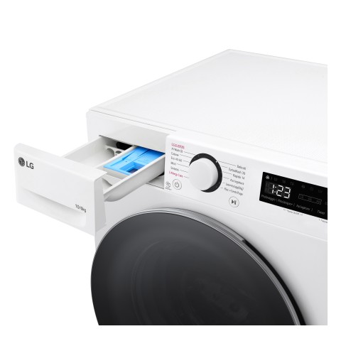 LG D4R5010TSWS Lavasciuga 10/6kg AI DD, Serie R5 Classe D, 1400 giri, TurboWash 360, Vapore, Eco Hybrid, Bianca