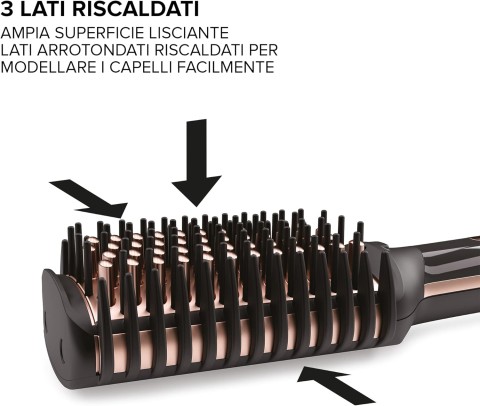 Bellissima Magic Straight Brush PB11 100 Spazzola Elettrica Lisciante, 3 Lati Esterni Riscaldati, Spegnimento automatico, Tecnologia a Ioni, Ceramica, 160 C°- 210°C