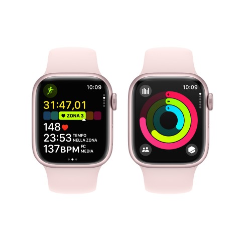 Apple Watch Series 9 GPS Cassa 41mm in Alluminio Rosa con Cinturino Sport Rosa Confetto - M/L