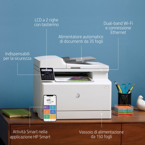 HP Color LaserJet Pro Stampante multifunzione M183fw, Stampa, copia, scansione, fax, ADF da 35 fogli; Risparmio energetico; Funzionalità di sicurezza avanzate; Wi-Fi dual band