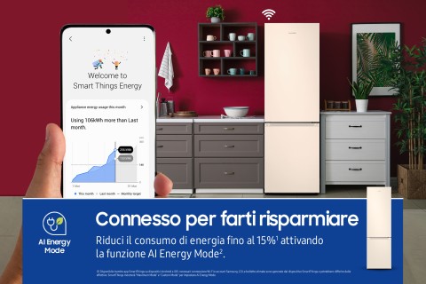 Samsung RB38C603DEL frigorifero Combinato EcoFlex AI Libera installazione con congelatore Wifi 2m 390 L Classe D, Sabbia