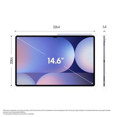 Samsung Galaxy Tab S10 Ultra, Tablet AI, Display 14.6" Dynamic AMOLED 2X, Wi-Fi, RAM 12GB, 256GB, 11.200 mAh, Android 14, IP68, Gray, [Versione italiana] 2024