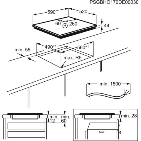 Electrolux EIR60420CK Nero Da incasso 59 cm Piano cottura a induzione 4 Fornello(i)