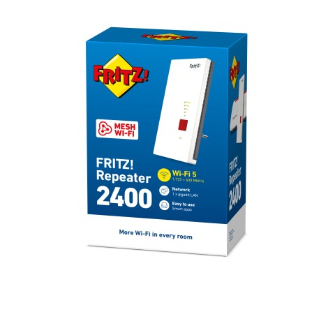 FRITZ!Repeater 2400 INT Ricevitore e trasmettitore di rete Grigio, Bianco 10, 100, 1000 Mbit/s