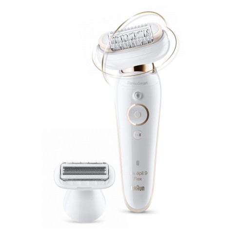 Braun Silk-épil 9 Flex 9-002 - Epilatore Elettrico Donna Bianco/Oro Con Testina Flessibile Per Un’Epilazione Più Semplice