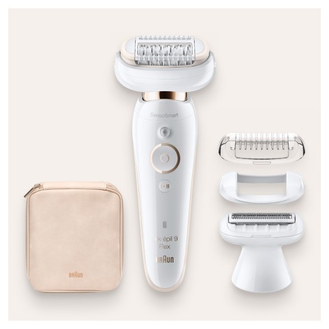 Braun Silk-épil 9 Flex 9-002 - Epilatore Elettrico Donna Bianco/Oro Con Testina Flessibile Per Un’Epilazione Più Semplice