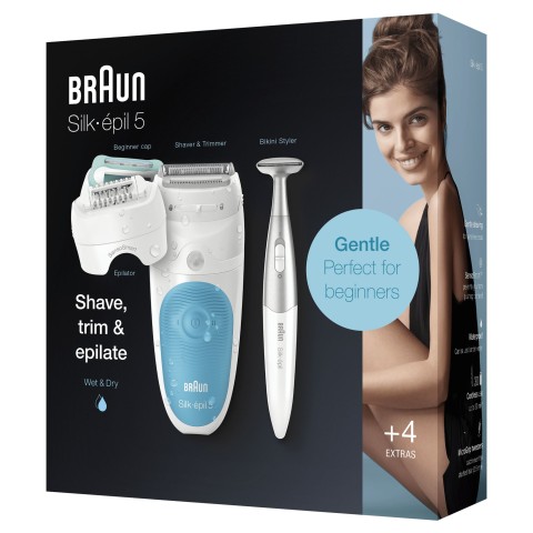 Braun Silk-épil 5 5-810, Epilatore Elettrico Donna Bianco/Turchese Per Un’Epilazione Delicata