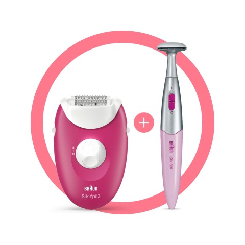 Braun Silk-épil 3 -420, Epilatore Elettrico Donna Per La Rimozione Duratura Dei Peli - Bianco/Rosa