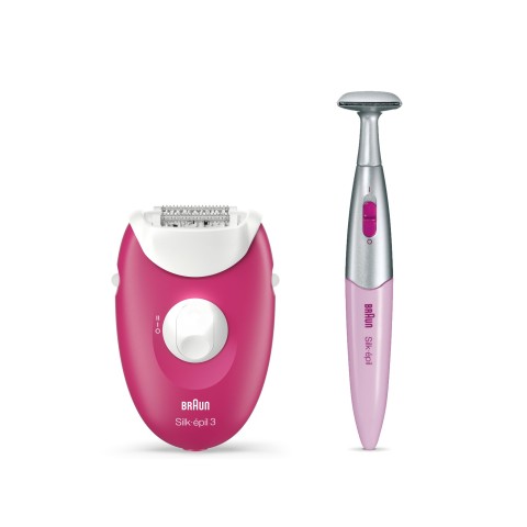 Braun Silk-épil 3 -420, Epilatore Elettrico Donna Per La Rimozione Duratura Dei Peli - Bianco/Rosa