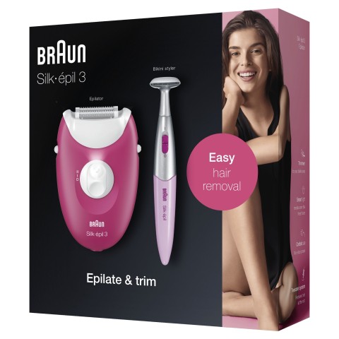 Braun Silk-épil 3 -420, Epilatore Elettrico Donna Per La Rimozione Duratura Dei Peli - Bianco/Rosa