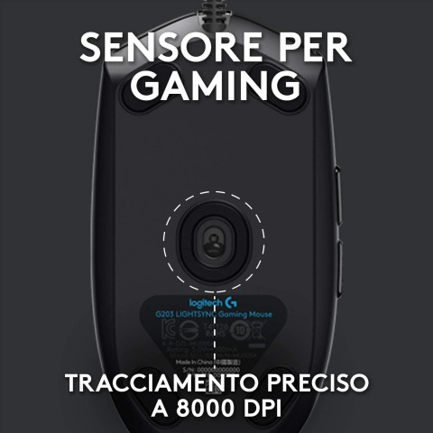 Logitech G G203 Lightsync mouse Giocare USB tipo A 8000 DPI