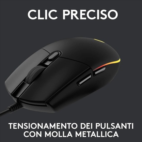 Logitech G G203 Lightsync mouse Giocare USB tipo A 8000 DPI