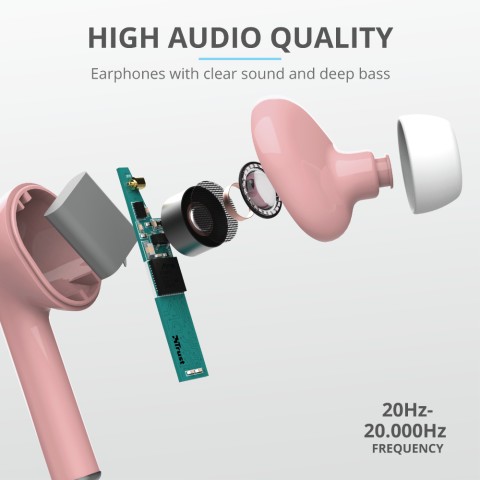 Trust Nika Auricolare True Wireless Stereo (TWS) In-ear Musica e Chiamate Bluetooth Rosa