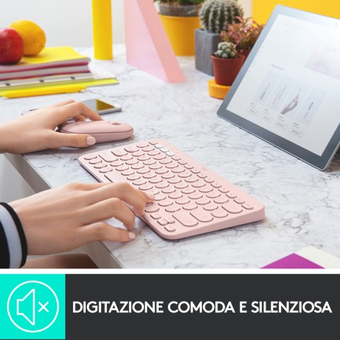 Logitech K380 Multi-Device Tastiera Bluetooth Wireless, Design Easy-Switch, Sottile, Portatile, 2 Anni di Batteria, Funziona con PC, Laptop, Windows, Mac, Android, iPad OS, Apple TV