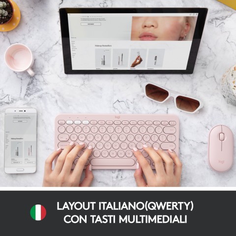 Logitech K380 Multi-Device Tastiera Bluetooth Wireless, Design Easy-Switch, Sottile, Portatile, 2 Anni di Batteria, Funziona con PC, Laptop, Windows, Mac, Android, iPad OS, Apple TV