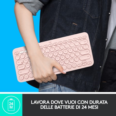 Logitech K380 Multi-Device Tastiera Bluetooth Wireless, Design Easy-Switch, Sottile, Portatile, 2 Anni di Batteria, Funziona con PC, Laptop, Windows, Mac, Android, iPad OS, Apple TV