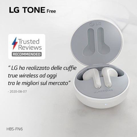 LG TONE Free FN6 White Cuffie Bluetooth True Wireless con custodia UVnano