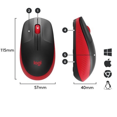 Logitech M190 mouse Ufficio Ambidestro RF Wireless Ottico 1000 DPI