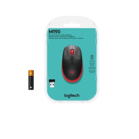 Logitech M190 mouse Ufficio Ambidestro RF Wireless Ottico 1000 DPI