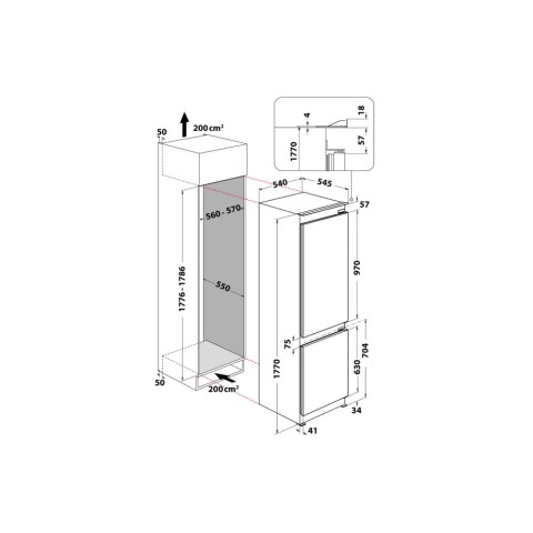 Whirlpool Frigorifero combinato da incasso - WHC18 T132