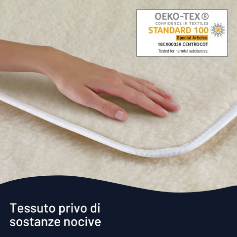 Imetec Scaldasonno Adapto singolo 150 x 80 cm, basso consumo, riscaldamento rapido, temperatura personalizzata, 100% lana e merino, made in italy, tessuto antiscivolo, comando con 6 temperature