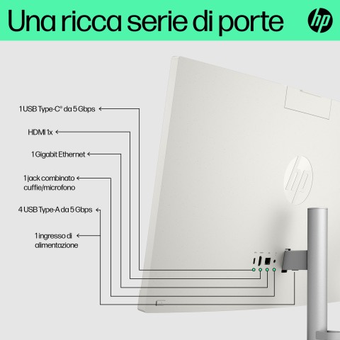 HP 24-cr0019nl Intel® Core™ i3 i3-1315U 60,5 cm (23.8") 1920 x 1080 Pixel PC All-in-one 8 GB DDR4-SDRAM 512 GB SSD Windows 11 Home Wi-Fi 6 (802.11ax) Bianco