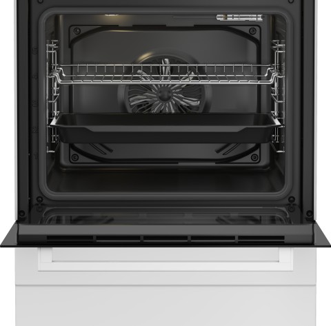 Beko Forno Elettrico Ventilato con Grill Elettrico e Timer, coperchio in vetro, ventilazione tangenziale, Bianco