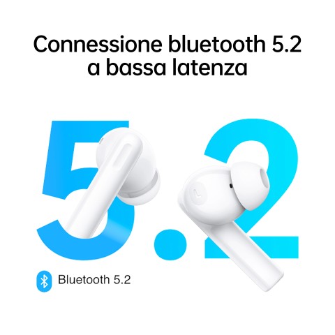 OPPO Enco Buds2, Auricolari True Wireless, Bluetooth 5.2, in-ear, Cancellazione rumore in chiamata, Comandi Touch, Audio Binaurale, Compatibili Android / iOS [Versione Italiana], Moonlight White