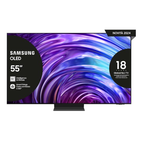 Samsung TV OLED 4K 55" QE55S95DATXZT Smart TV Wi-Fi Graphite Black 2024, Processore NQ4 AI GEN2, OLED Glare Free, Infinity One Design, Dolby Atmos