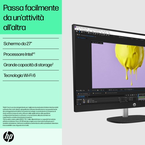 HP 27-cr0015nl Intel® Core™ i5 i5-1335U 68,6 cm (27") 1920 x 1080 Pixel PC All-in-one 8 GB DDR4-SDRAM 512 GB SSD Windows 11 Home Wi-Fi 6 (802.11ax) Bianco