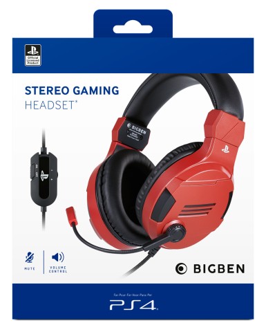 Bigben Interactive PS4OFHEADSETV3R cuffia e auricolare Cablato A Padiglione Giocare Rosso