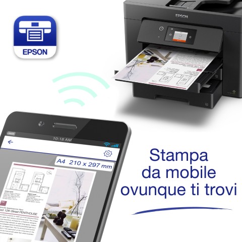 Epson WorkForce WF-7835DTWF, stampante multifunzione A3 getto d'inchiostro (stampa, scansione, copia), Display LCD 6,9 cm, Wi-Fi Direct, 3 mesi inchiostro incluso con ReadyPrint