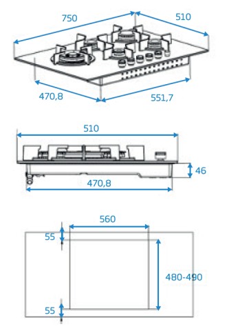 Beko HIAL 75235 SX Acciaio inox Da incasso 75 cm Gas 5 Fornello(i)