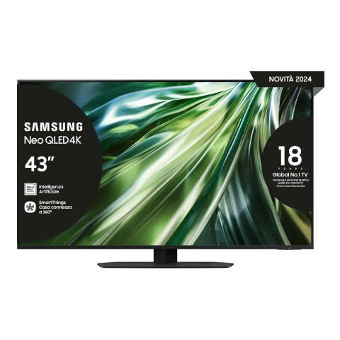 Samsung TV Neo QLED 4K 43" QE43QN90DATXZT Smart TV Wi-Fi Titan Black 2024, Processore NQ4 AI GEN2, Tecnologia Quantum Matrix, Neo Slim Design, OTS Lite