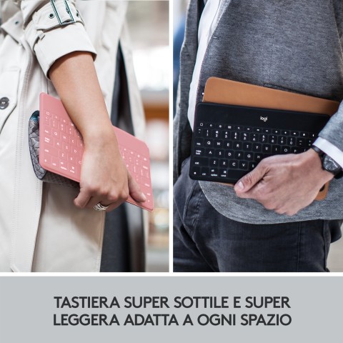 Logitech Keys-To-Go Tastiera Bluetooth, Sottile e Leggera, per iPhone, iPad, Apple TV e tutti i dispositivi iOS. Rosa