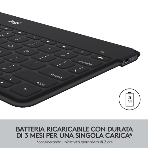 Logitech Keys-To-Go Tastiera Bluetooth, Sottile e Leggera, per iPhone, iPad, Apple TV e tutti i dispositivi iOS. Rosa