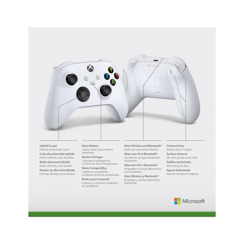 Microsoft Xbox Wireless Controller White Bianco Bluetooth/USB Gamepad Analogico/Digitale Xbox Series S, Xbox Series X, Xbox One, Xbox One S, Xbox One X